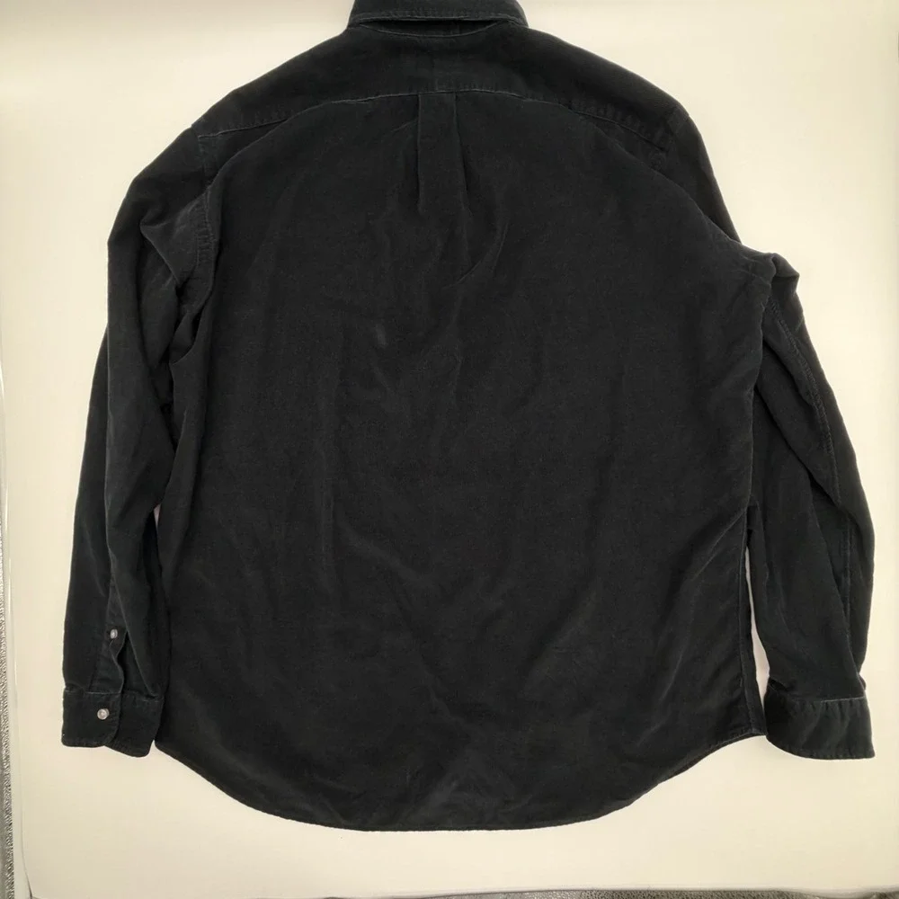 Polo Ralph Lauren Mens XLT Black Corduroy Button Down Shirt Red Pony Logo